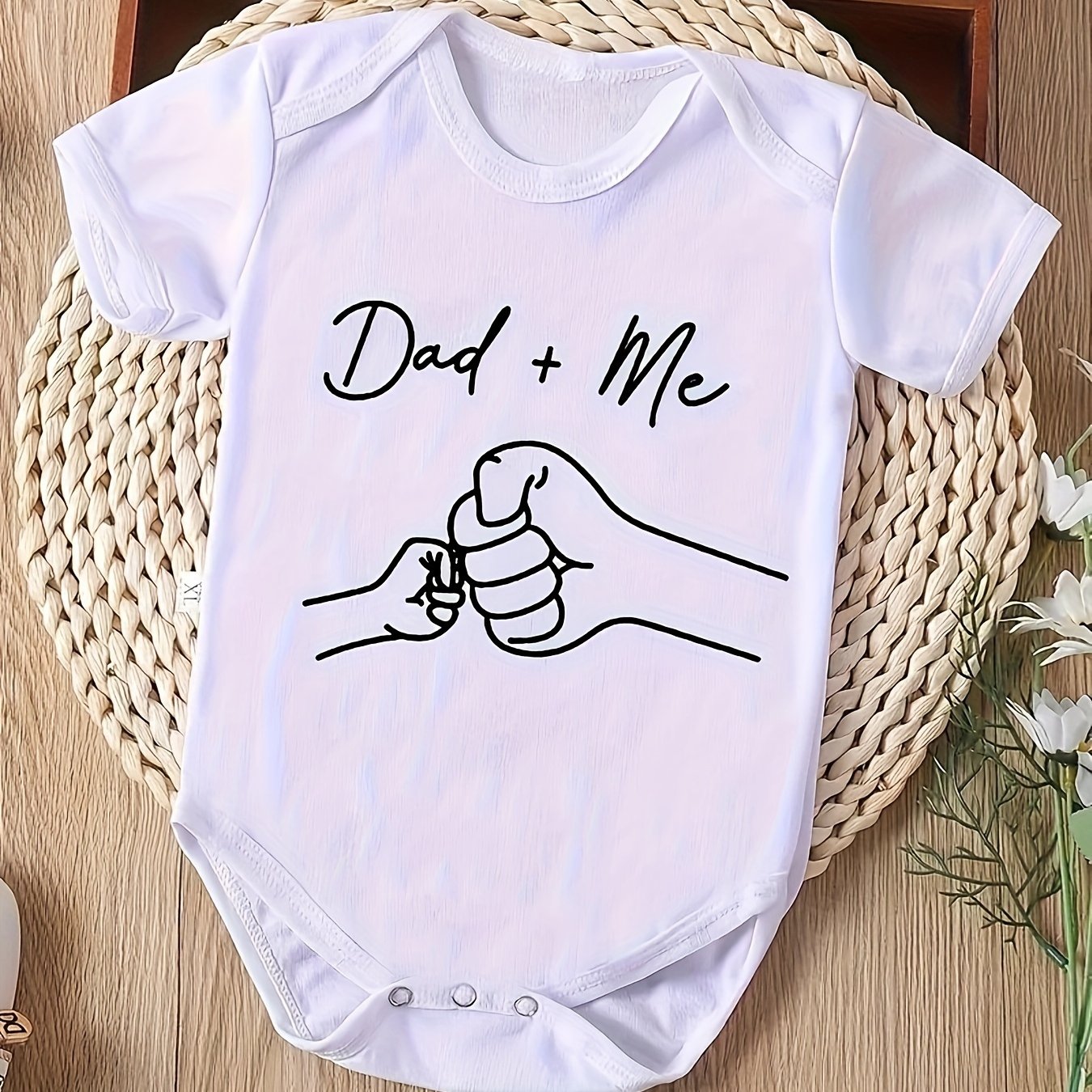 Body pour bébé nouveau-né à manches courtes avec motif poing amical "Papa + Moi", cadeau de grossesse, body triangle pour garçon et fille, idéal pour l'extérieur