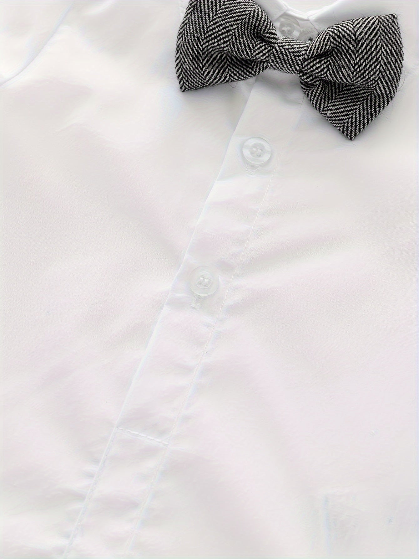 Boarnseorl Bébé Blanc Manches Longues Triangle Body Boutonnage Avant avec Nœud Mode Polyvalent pour Combinaison Quotidienne Fête de Vacances, pour Extérieur