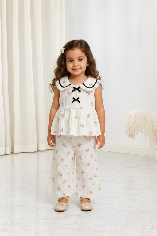 Peter Pan Collar Wide-Leg Set