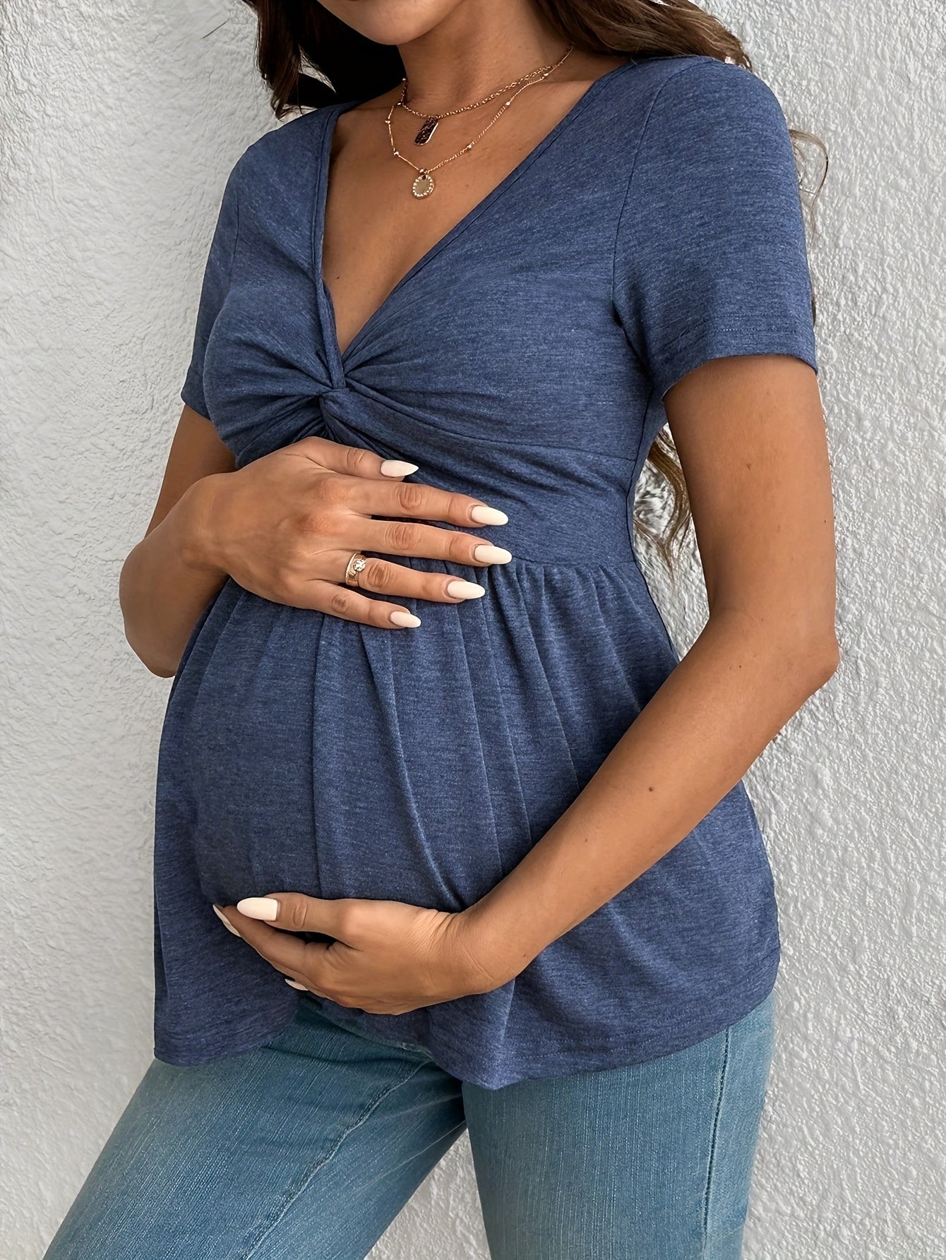 T-shirt de maternité, haut décontracté à manches courtes, confortable, vêtement de grossesse d'été, chemise de printemps et d'été pour femmes enceintes