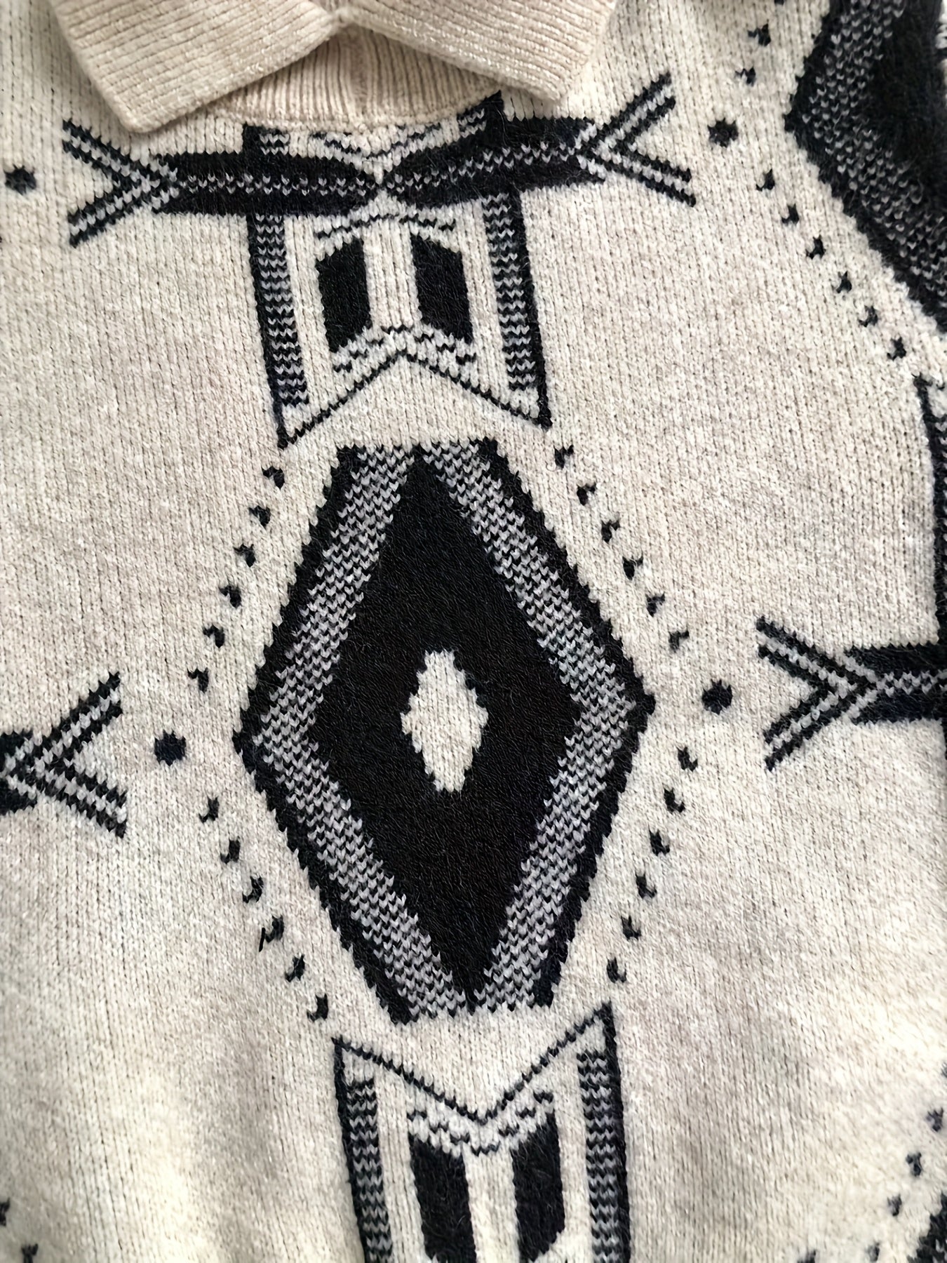 Pull à col montant pour garçons, style rétro décontracté, motif géométrique, épais, d'automne et d'hiver, vêtement d'extérieur