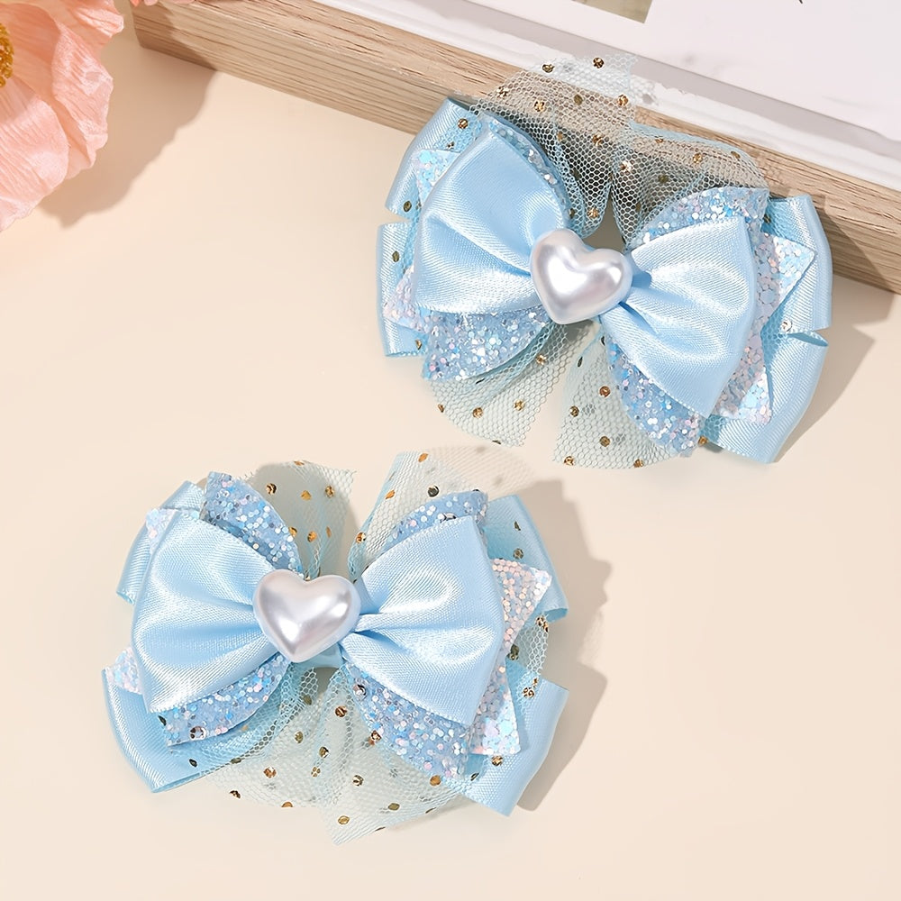 Heart Bow Hair Clips