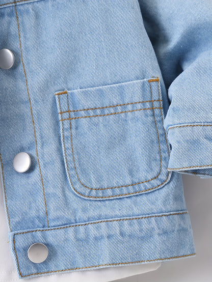 Veste en jean doublée pour garçon, chaude et confortable pour l'hiver, veste en jean doublée bleu clair, décontractée et tendance, nouvelle arrivée