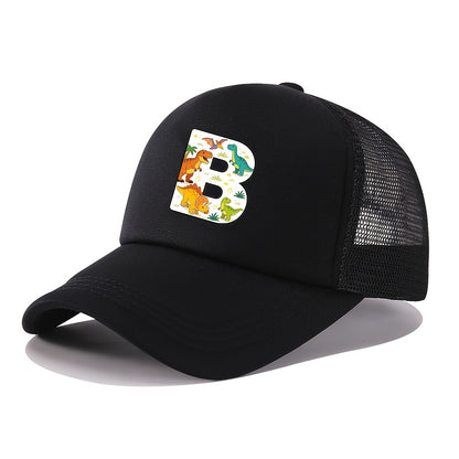 Casquette de baseball 2026 Nouveau Graffiti Dinosaure Lettres Éponge Maille Filles et Garçons Baseball Printemps et Été Nouveau Pare-Soleil Camionneur Cheveux Extérieur Chapeau de Sport Maille Respirant Pare-Soleil Chapeau de Golf Sœur et Frère Chapeau Ca