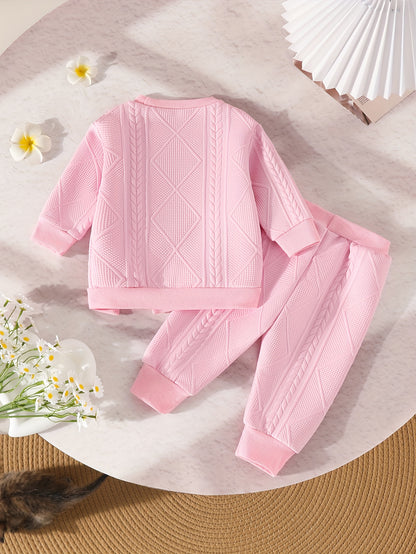 Ensemble élégant pour bébé fille comprenant un sweat-shirt à fleurs tridimensionnelles et un pantalon à manches longues, idéal pour l'extérieur