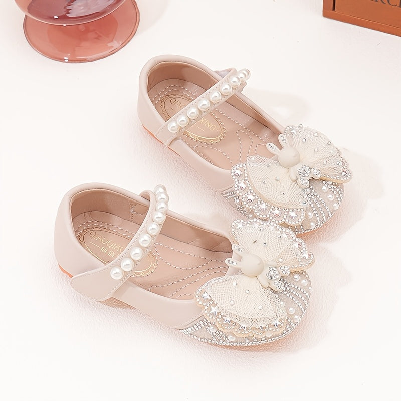 Chaussures de princesse pour fille, nouveau style automne-hiver, ballerines élégantes à nœud papillon papillon pour petites filles, chaussures uniques à semelle souple et cristaux pour enfants