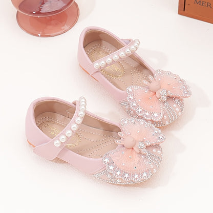 Chaussures de princesse pour fille, nouveau style automne-hiver, ballerines élégantes à nœud papillon papillon pour petites filles, chaussures uniques à semelle souple et cristaux pour enfants