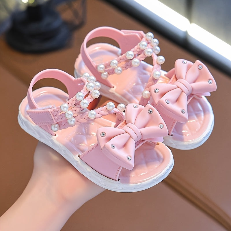 Nouvelles Sandales Princesse pour Bébés Filles, Motif Floral et Matière Verte, Collier de Soie, Perles, Faciles à Enfiler, Légères et Respirantes, Semelle Épaisse Résistante à l'Usure, Amorti Puissant, Sandales Cool et Confortables