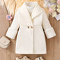 Veste coupe-vent basique décontractée et tendance pour fille, chaude pour l'hiver, pour enfant, de couleur unie, avec une conception simple à cordon de serrage à la taille, des manches à poignets en fausse fourrure et un revers doublé, vêtement d'extérieu