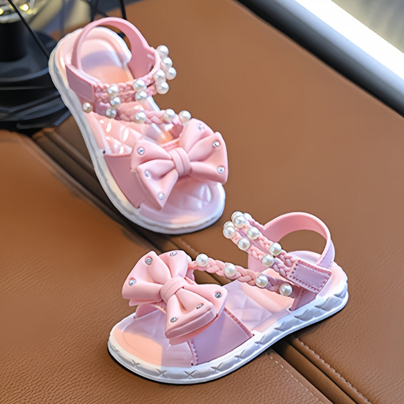 Nouvelles Sandales Princesse pour Bébés Filles, Motif Floral et Matière Verte, Collier de Soie, Perles, Faciles à Enfiler, Légères et Respirantes, Semelle Épaisse Résistante à l'Usure, Amorti Puissant, Sandales Cool et Confortables