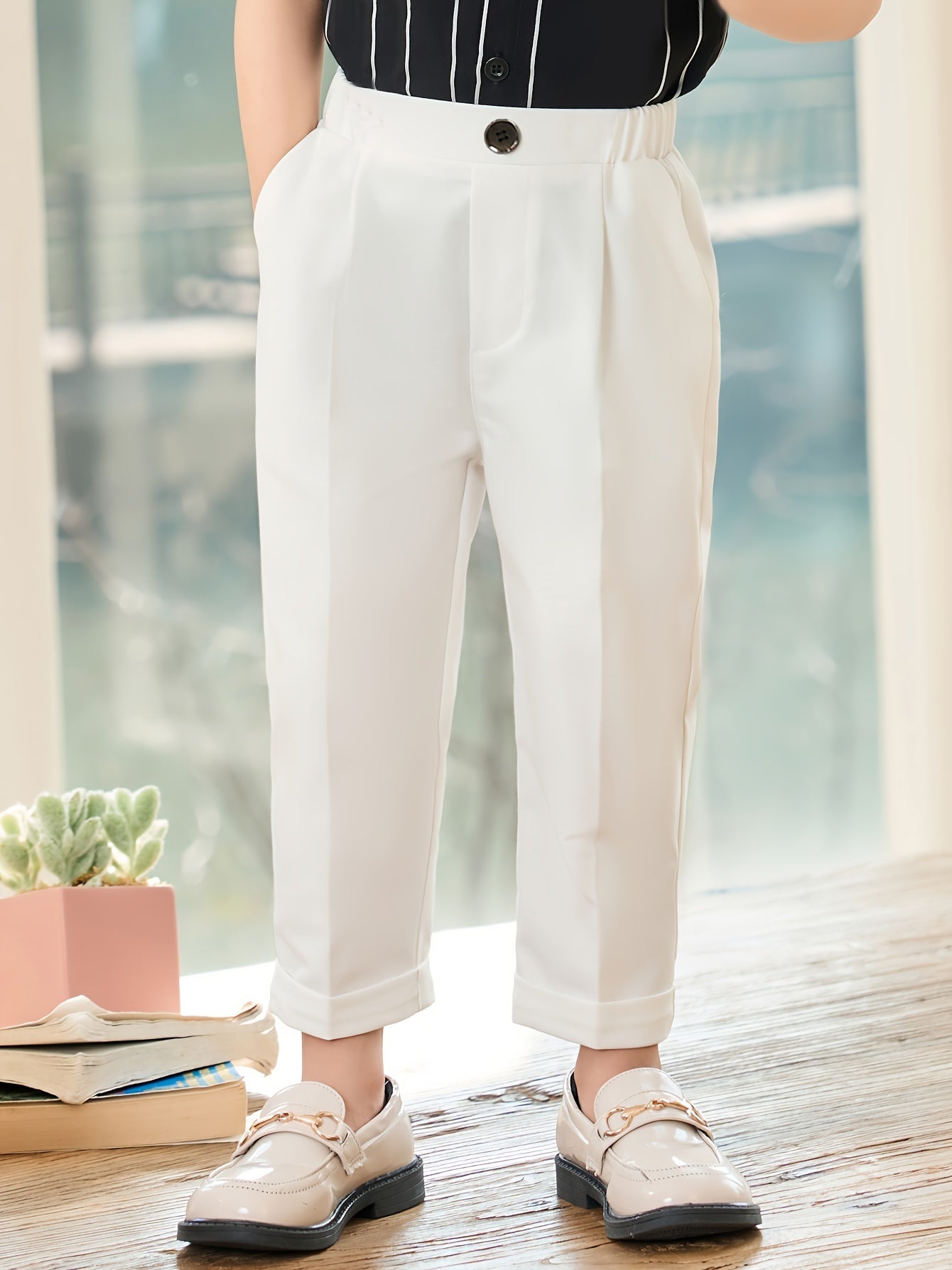 Pantalon Western Garçon Pantalon Décontracté Couleur Unie Pantalon de Costume Petits et Moyens Enfants Étudiants de l'École Primaire Vêtements de Performance Pantalons de Printemps et d'Automne, pour l'Extérieur