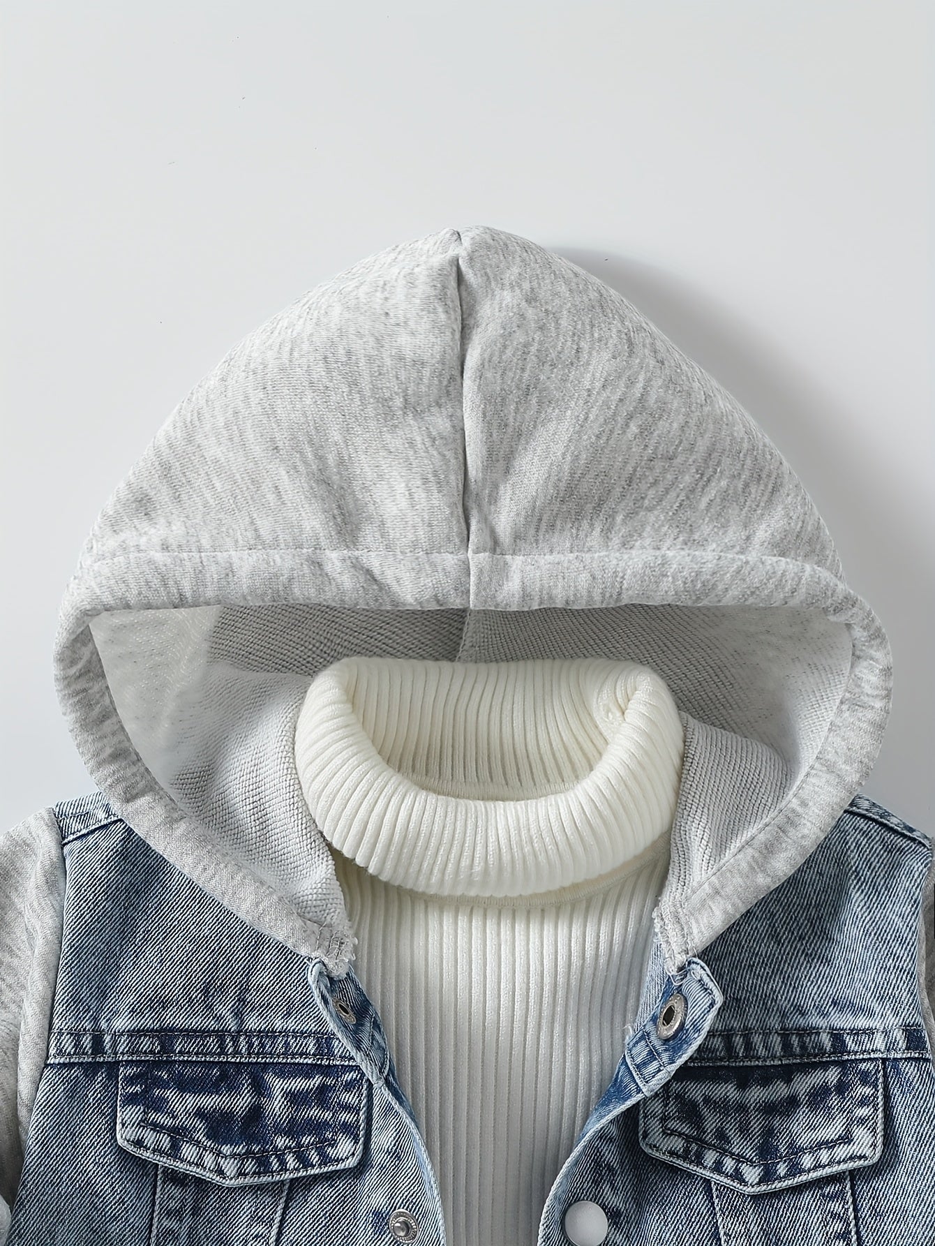 Veste à capuche bleu clair avec manches délavées - Manteau extérieur doux non extensible adapté pour &, lavable en machine - Veste décontractée
