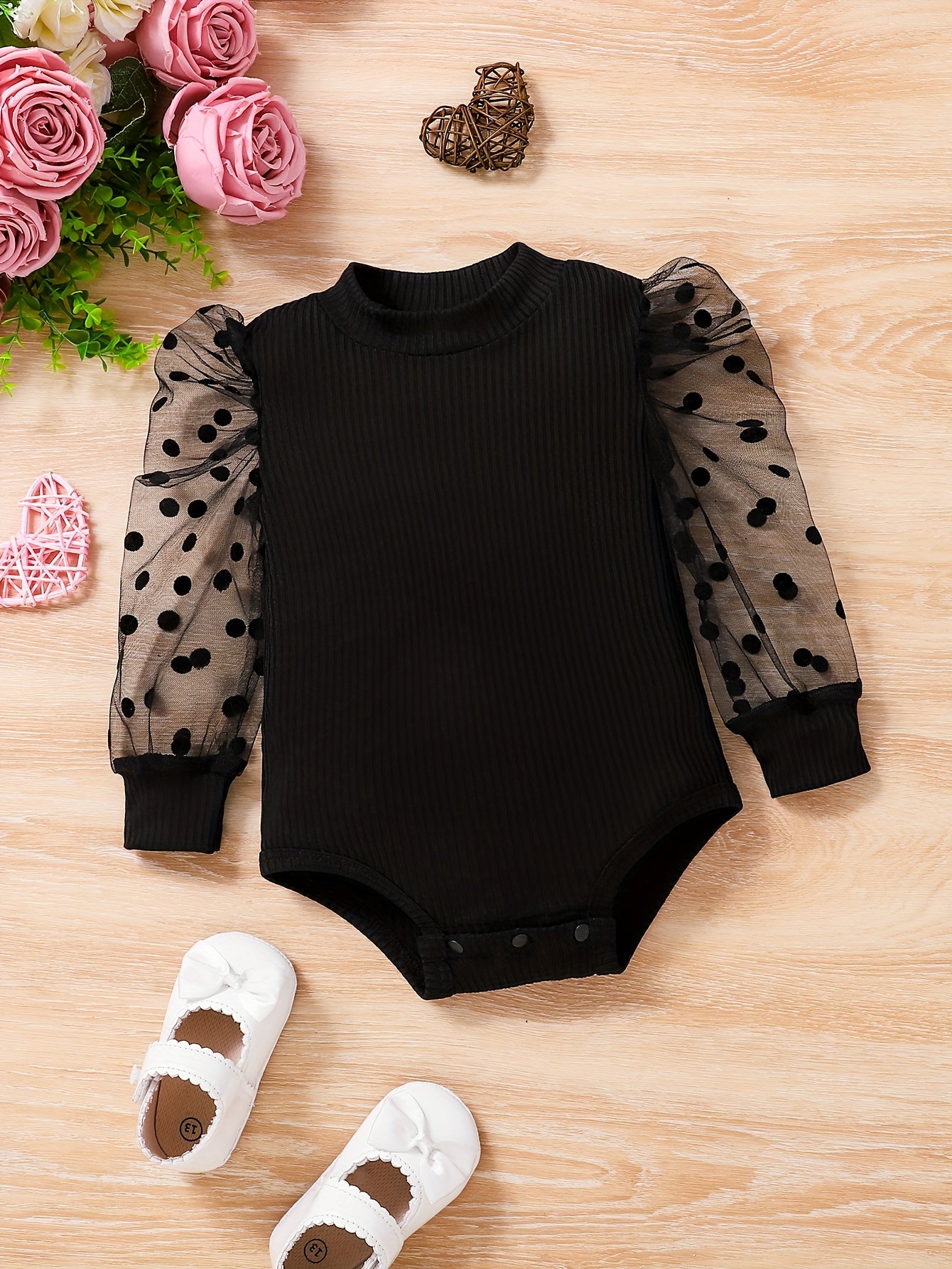 Body d'Été pour Bébés Filles - Rayures Unies avec Manches en Dentelle, Respirant et Confortable, Lavable en Machine Coupe Régulière pour Jeux Extérieurs & Tenue Décontractée, Parfait pour l'Extérieur