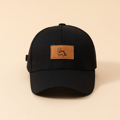 Casquette de baseball pour enfants avec écusson en cuir de dinosaure, adaptée à la  solaire en extérieur et à une tenue décontractée quotidienne