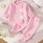 Ensemble élégant pour bébé fille comprenant un sweat-shirt à fleurs tridimensionnelles et un pantalon à manches longues, idéal pour l'extérieur