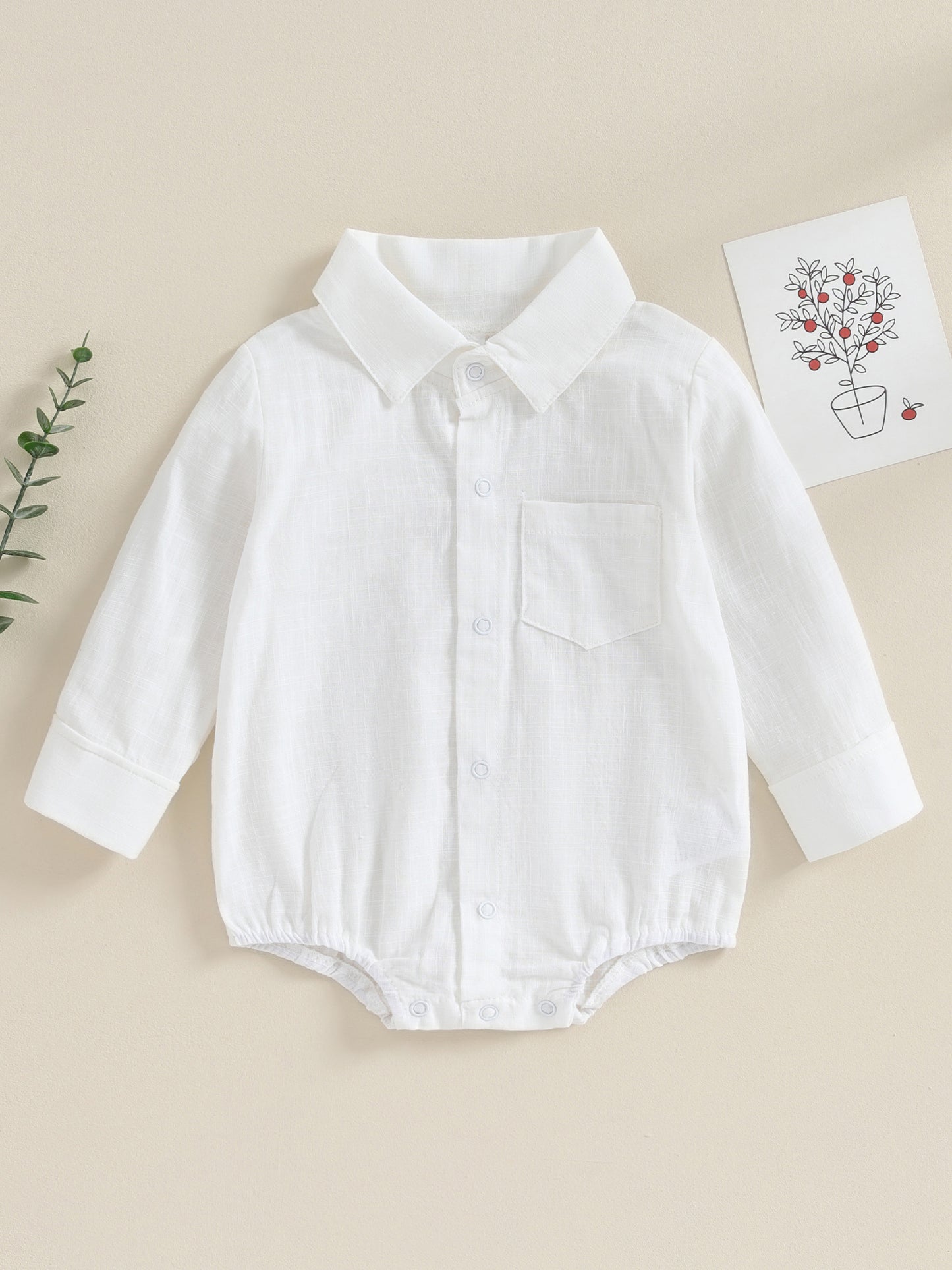 Combinaison Bébé Garçon Gentleman Couleur Unie Manches Longues Revers Boutonnage Avant avec Poche Vêtements Tout-Petit, pour l'Extérieur