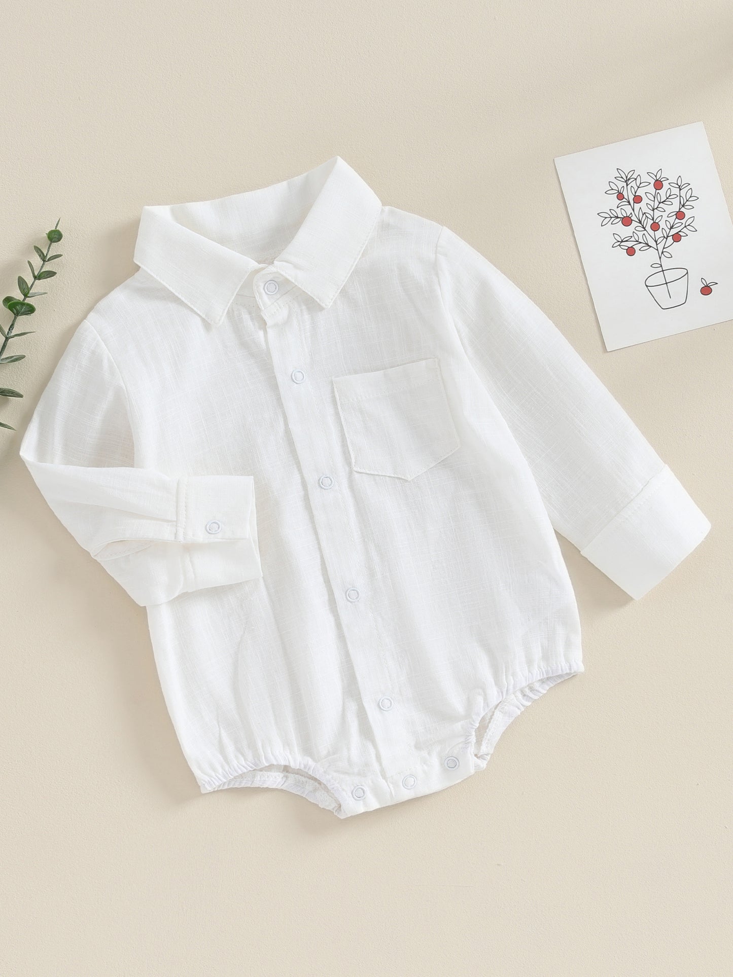 Combinaison Bébé Garçon Gentleman Couleur Unie Manches Longues Revers Boutonnage Avant avec Poche Vêtements Tout-Petit, pour l'Extérieur