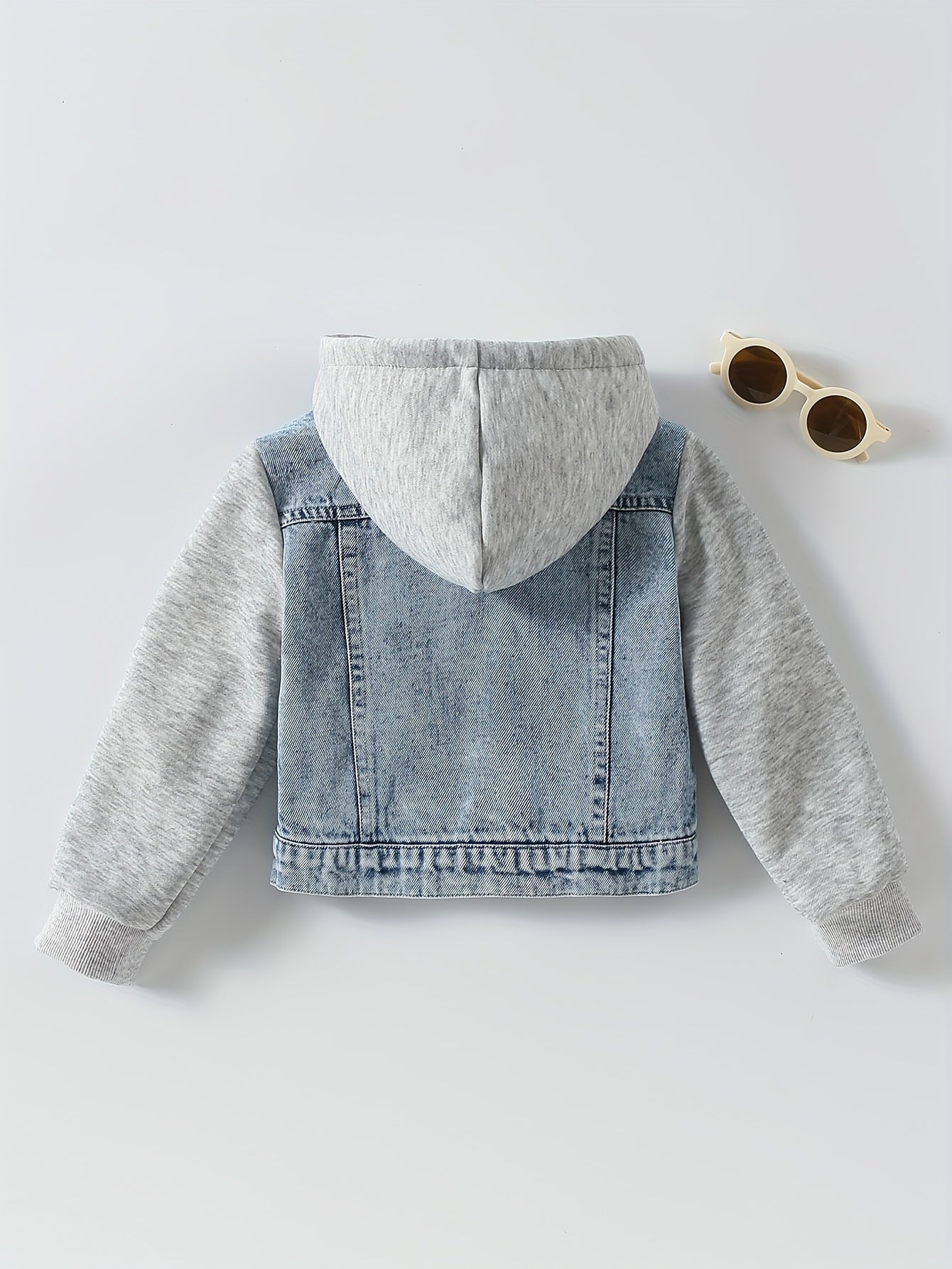Veste à capuche bleu clair avec manches délavées - Manteau extérieur doux non extensible adapté pour &, lavable en machine - Veste décontractée