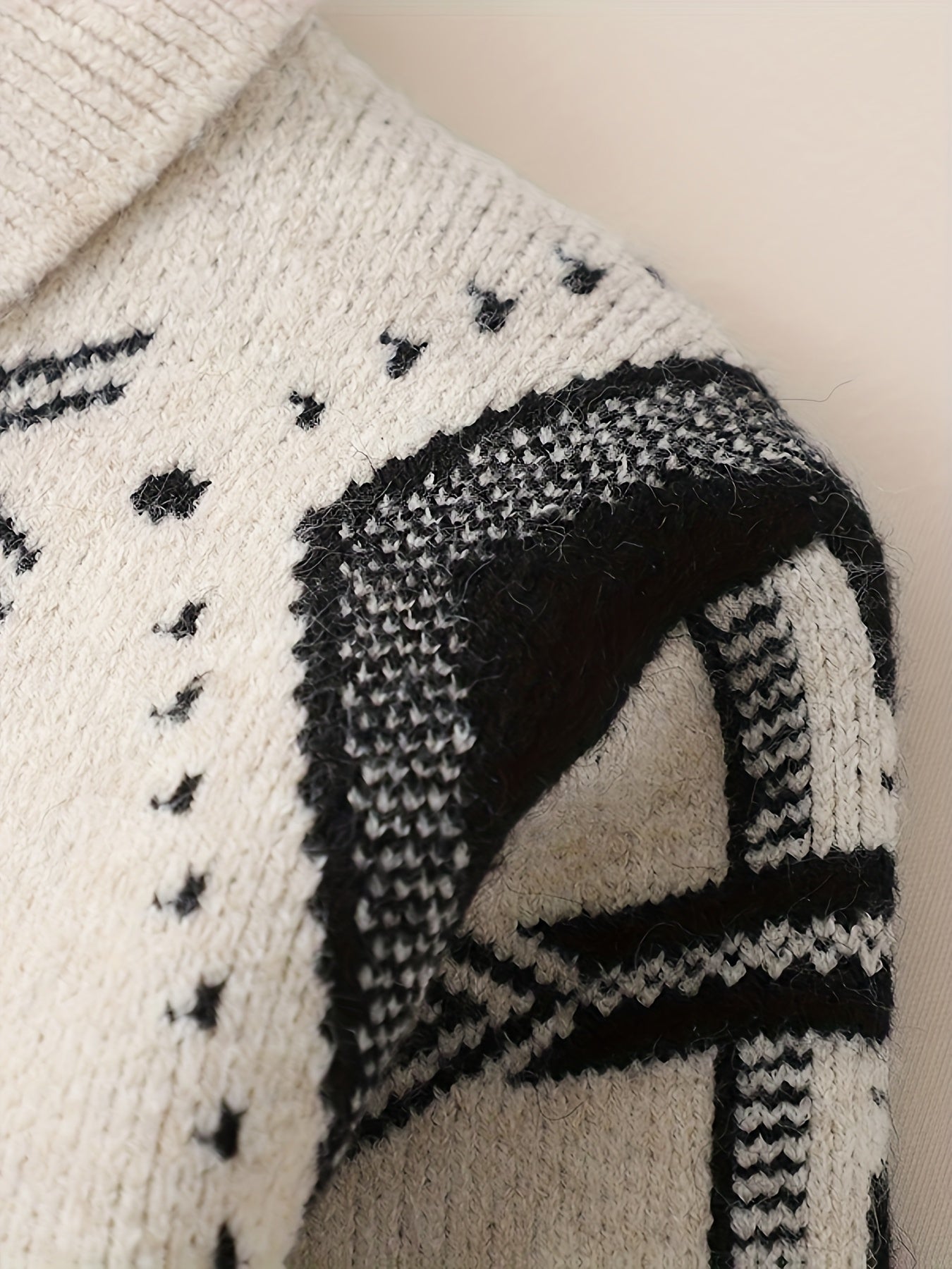 Pull à col montant pour garçons, style rétro décontracté, motif géométrique, épais, d'automne et d'hiver, vêtement d'extérieur