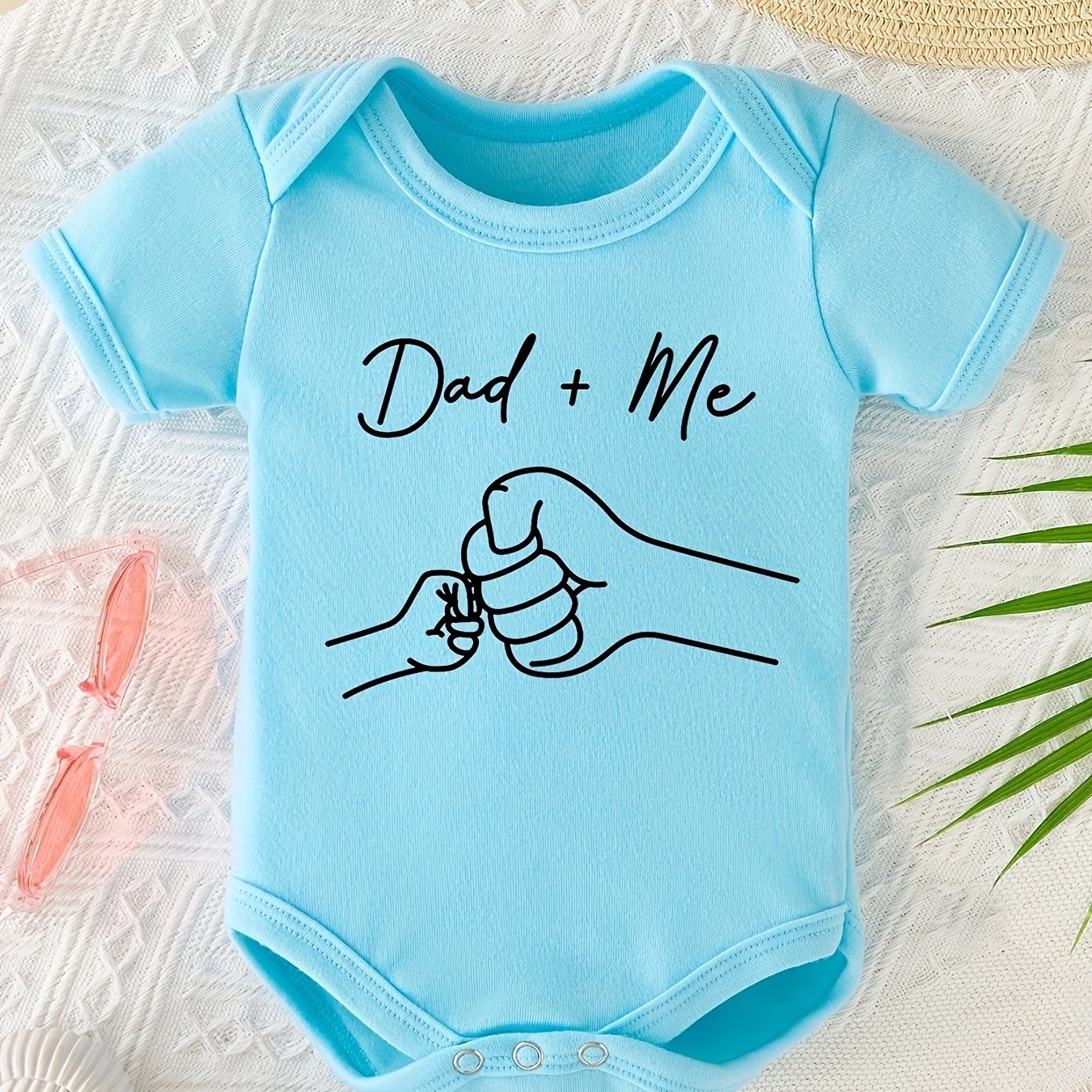 Body pour bébé nouveau-né à manches courtes avec motif poing amical "Papa + Moi", cadeau de grossesse, body triangle pour garçon et fille, idéal pour l'extérieur