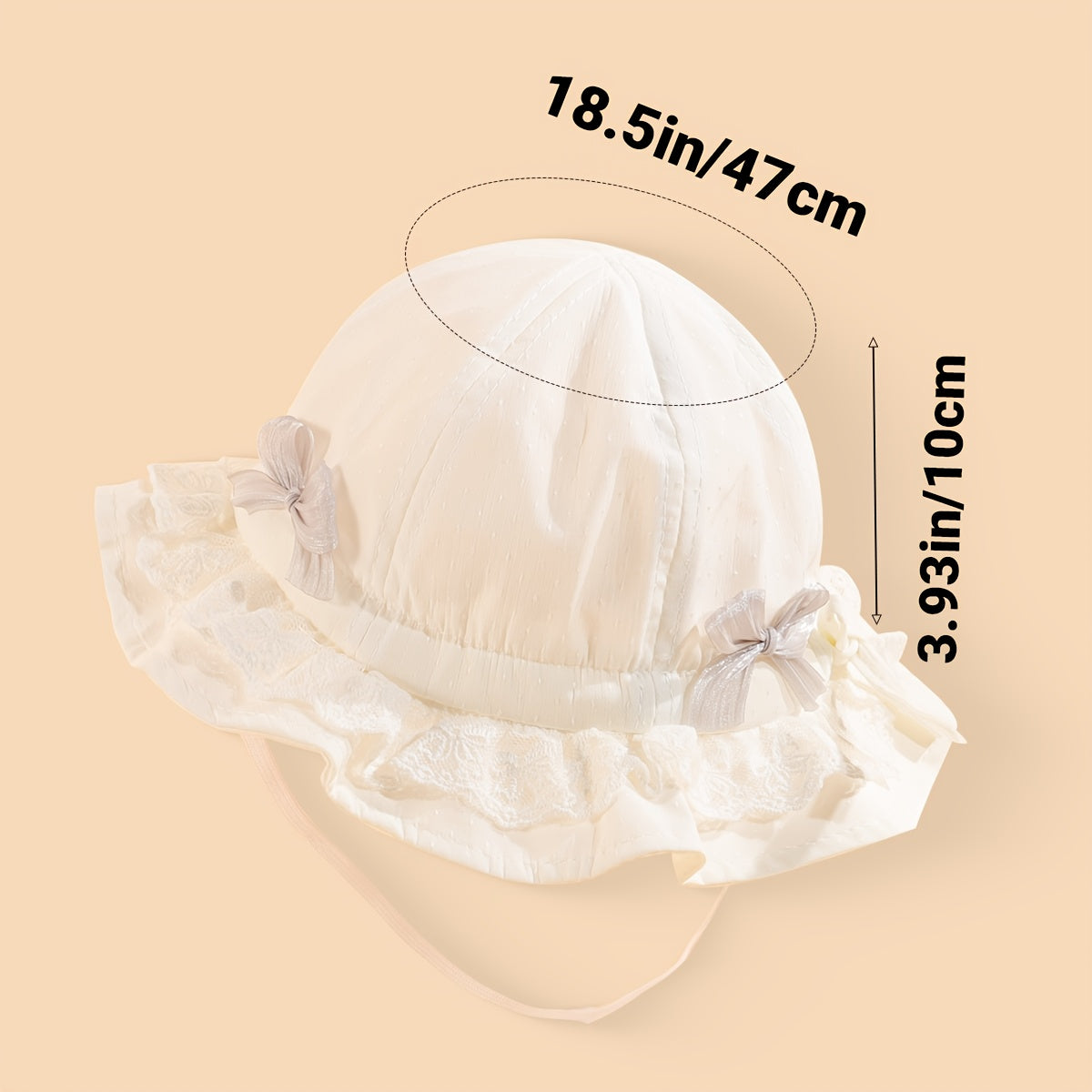 1 chapeau de pêcheur pour bébé, style court, avec nœud et pare-soleil, en dentelle respirante, adapté à toutes les occasions, idéal pour les filles au printemps et en été, pour jouer dehors au quotidien