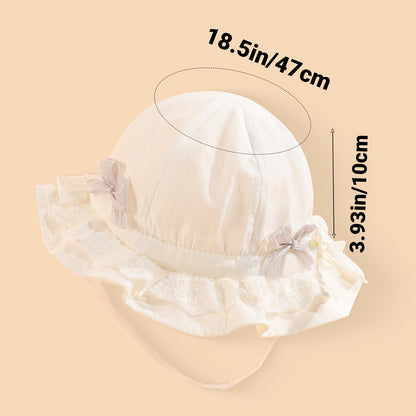 1 chapeau de pêcheur pour bébé, style court, avec nœud et pare-soleil, en dentelle respirante, adapté à toutes les occasions, idéal pour les filles au printemps et en été, pour jouer dehors au quotidien