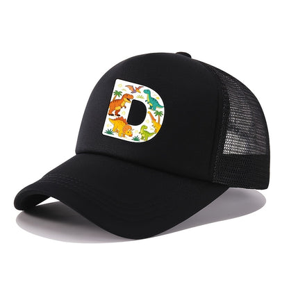 Casquette de baseball 2026 Nouveau Graffiti Dinosaure Lettres Éponge Maille Filles et Garçons Baseball Printemps et Été Nouveau Pare-Soleil Camionneur Cheveux Extérieur Chapeau de Sport Maille Respirant Pare-Soleil Chapeau de Golf Sœur et Frère Chapeau Ca