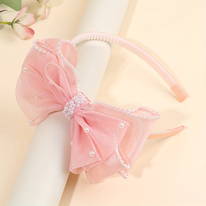 1 serre-tête élégant en tulle avec nœud, style doux, bandeau antidérapant, accessoire de coiffure idéal pour les fêtes et les vacances