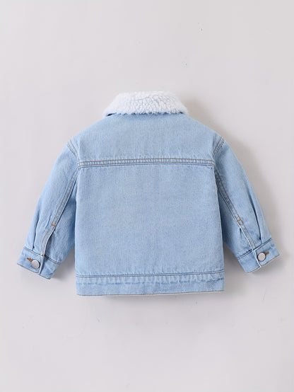 Veste en jean doublée pour garçon, chaude et confortable pour l'hiver, veste en jean doublée bleu clair, décontractée et tendance, nouvelle arrivée