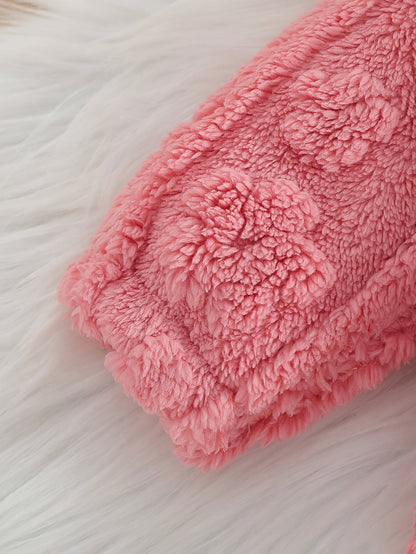 Ensemble deux pièces pour bébé fille automne/hiver, comprenant un haut à col perlé et un pantalon rose doux et mignon en maille à l'aiguille, tissage délicat, mignon et confortable pour une bébé adorable, conception épaissie pour une super chaleur, idéal