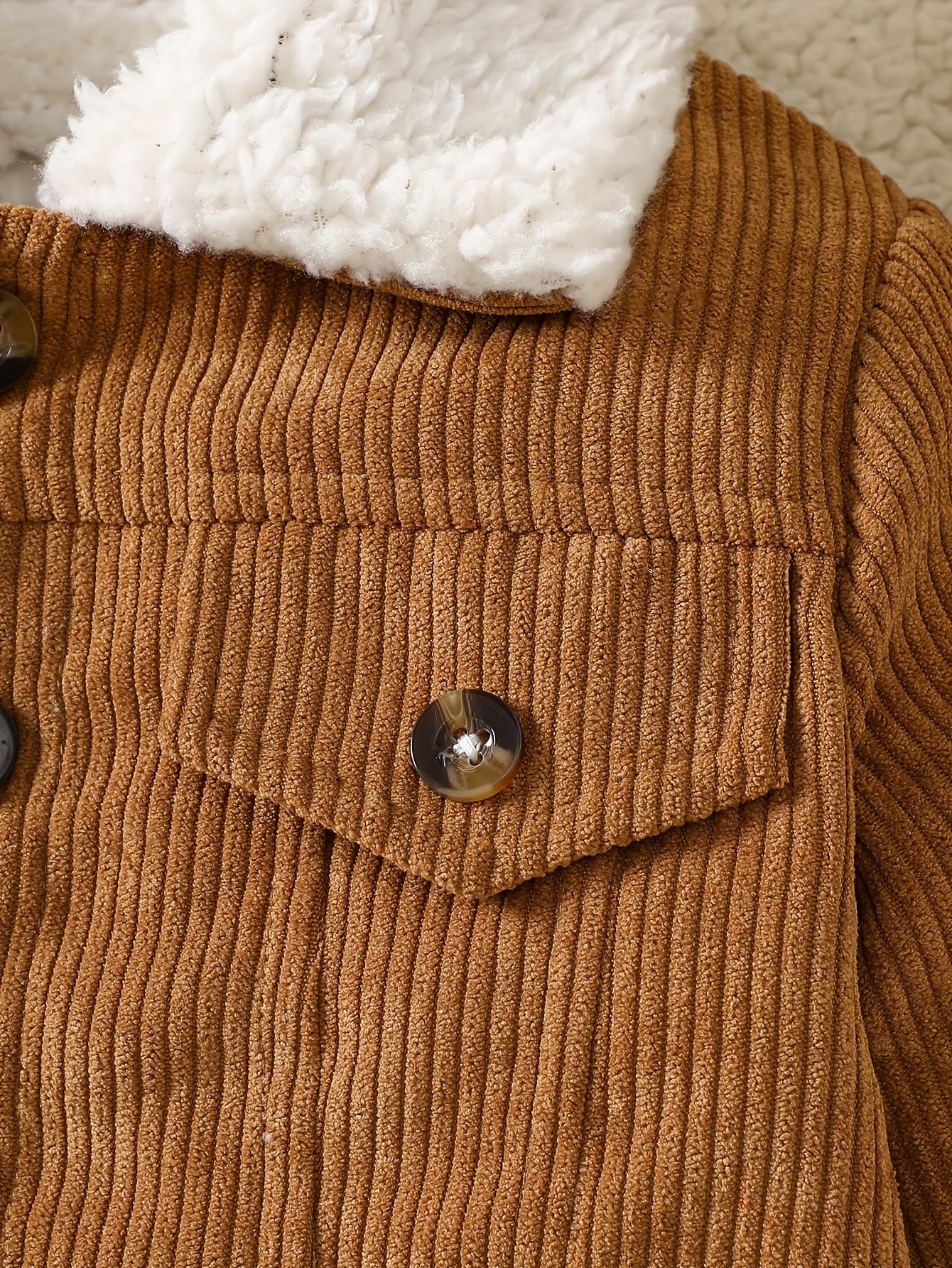 Veste Mignonne en Velours Côtelé Doublé en Peluche à Revers pour Garçon, Automne/Hiver, Pièce Unique de Couleur Unie, Vêtement d'Extérieur Formel, -froid et Chaude, Adaptée à un Usage Extérieur