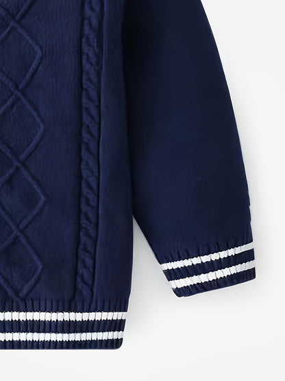 Pull en Tricot pour Enfants Garçons Col en V Cardigan Style Automne Hiver Filles Pull Preppy Haut Bébé Vêtements pour Enfants