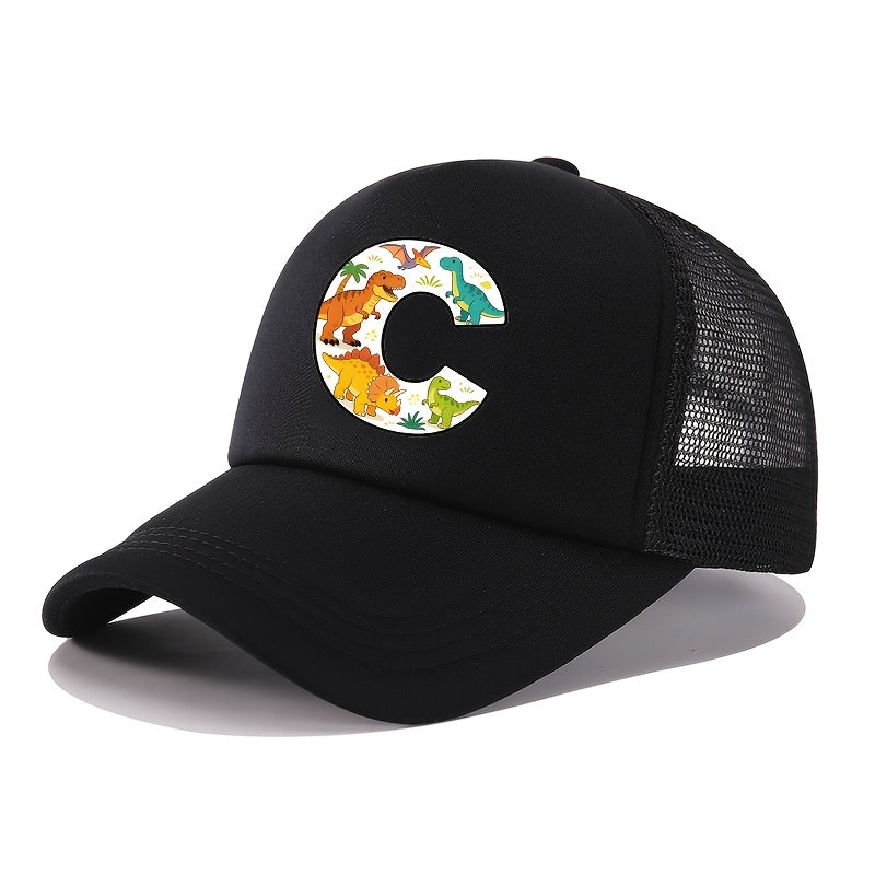 Casquette de baseball 2026 Nouveau Graffiti Dinosaure Lettres Éponge Maille Filles et Garçons Baseball Printemps et Été Nouveau Pare-Soleil Camionneur Cheveux Extérieur Chapeau de Sport Maille Respirant Pare-Soleil Chapeau de Golf Sœur et Frère Chapeau Ca