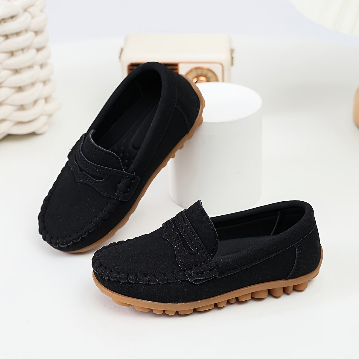 1 Paire de Mocassins à Semelle Souple Faciles à Enfiler Confortables pour Filles et Garçons Style Britannique Rétro Faciles à Porter Nouveauté Chaussures Individuelles Douces Confortables Non Abrasives