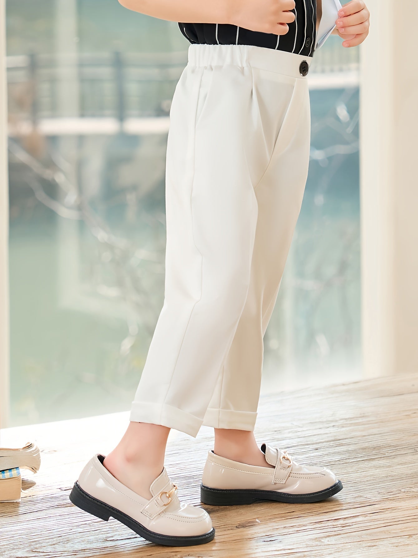Pantalon Western Garçon Pantalon Décontracté Couleur Unie Pantalon de Costume Petits et Moyens Enfants Étudiants de l'École Primaire Vêtements de Performance Pantalons de Printemps et d'Automne, pour l'Extérieur