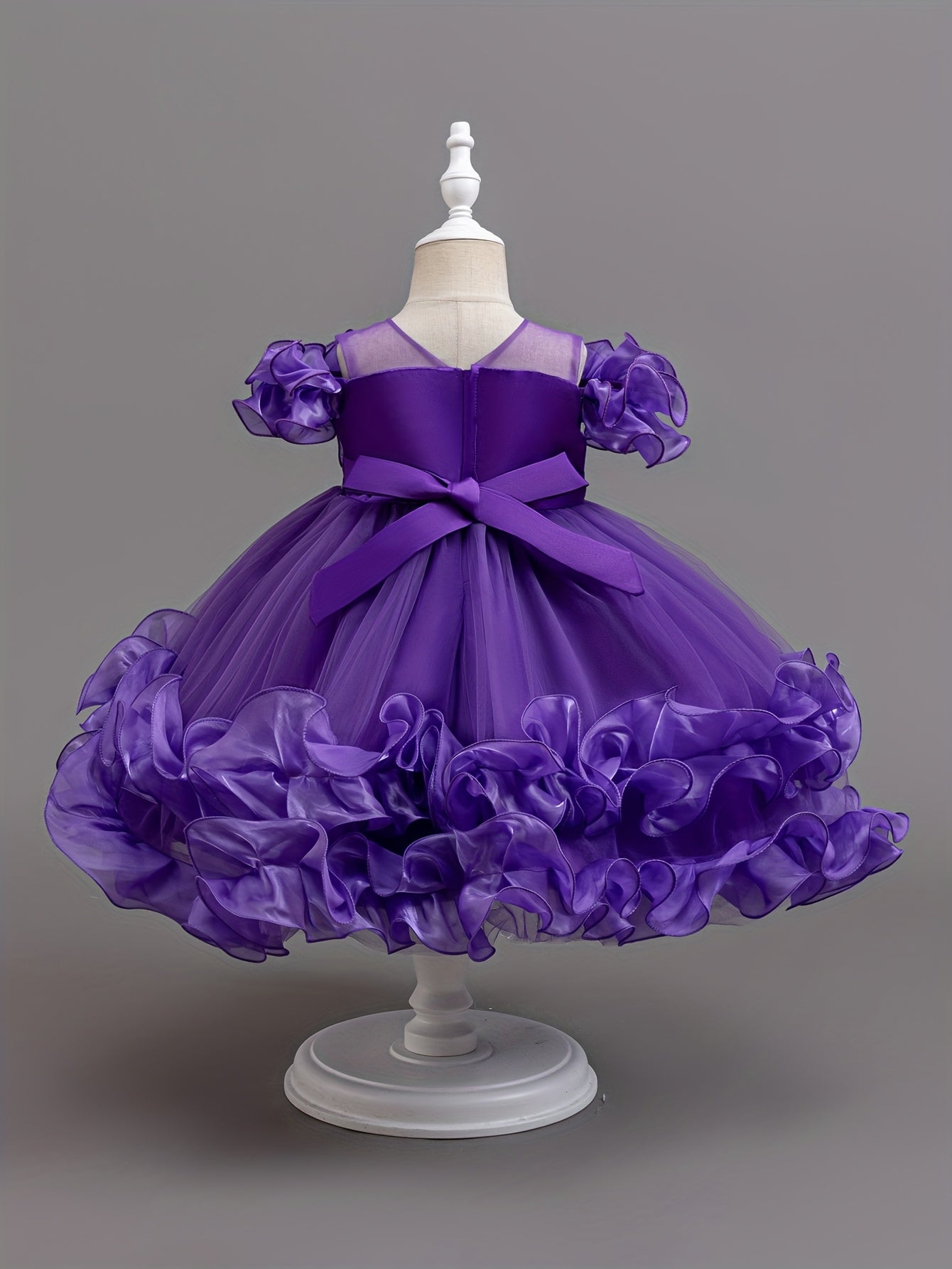 Robe de Princesse Élégante pour Filles avec Corsage à Volants et Jupe Évasée - Tenue Formelle en A-Ligne avec Taille Perlée pour Mariages, Fêtes, Spectacles - Lavage à la Main Uniquement, Vêtements de Scène | Matière Non Extensible, Robes de Princesse pou