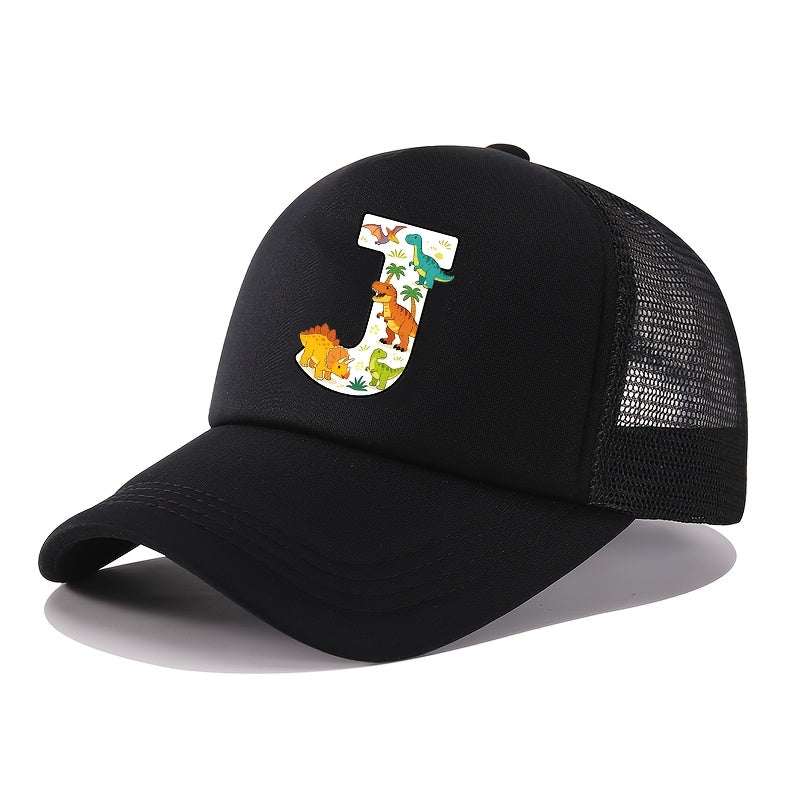 Casquette de baseball 2026 Nouveau Graffiti Dinosaure Lettres Éponge Maille Filles et Garçons Baseball Printemps et Été Nouveau Pare-Soleil Camionneur Cheveux Extérieur Chapeau de Sport Maille Respirant Pare-Soleil Chapeau de Golf Sœur et Frère Chapeau Ca