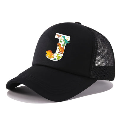 Casquette de baseball 2026 Nouveau Graffiti Dinosaure Lettres Éponge Maille Filles et Garçons Baseball Printemps et Été Nouveau Pare-Soleil Camionneur Cheveux Extérieur Chapeau de Sport Maille Respirant Pare-Soleil Chapeau de Golf Sœur et Frère Chapeau Ca