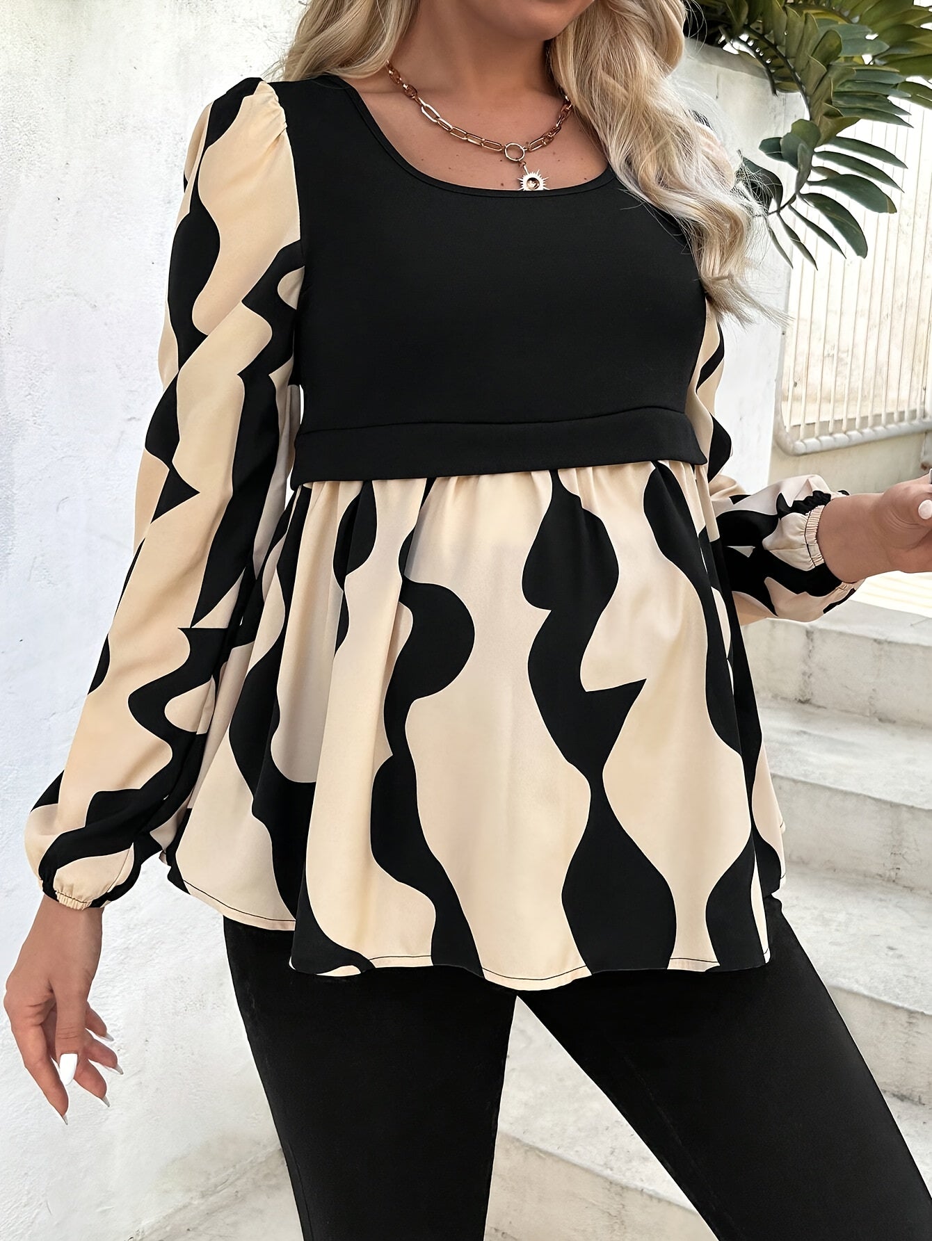 Tunique de maternité vintage à col rond et manches longues pour femme, en tricot de polyester, couleur unie, coupe standard, avec une grande élasticité pour le haut à enfiler automne/hiver