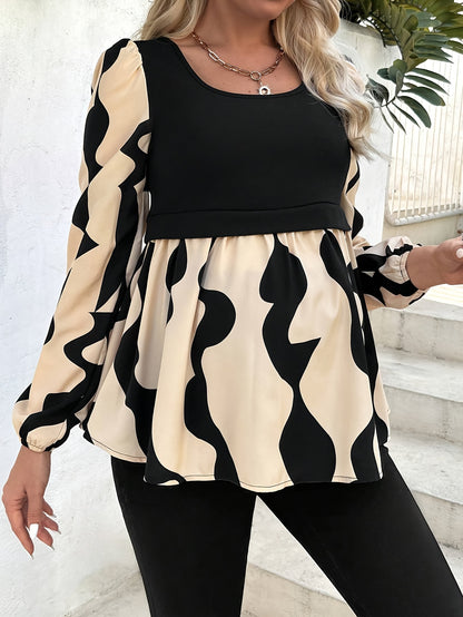 Tunique de maternité vintage à col rond et manches longues pour femme, en tricot de polyester, couleur unie, coupe standard, avec une grande élasticité pour le haut à enfiler automne/hiver