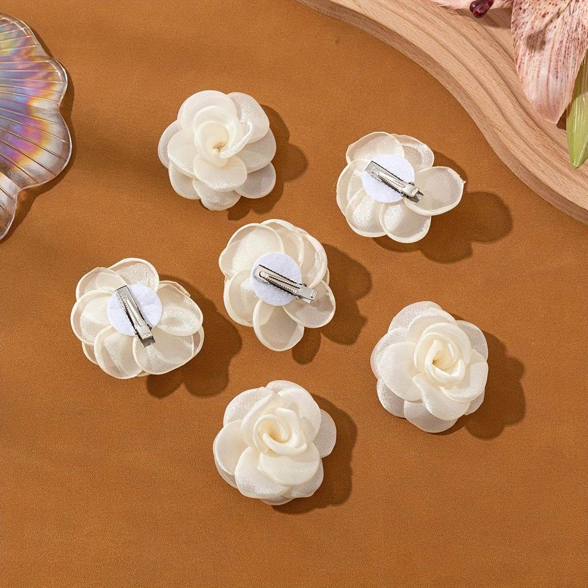 6 pinces à cheveux fleur de rose douce, élégantes et stylées, parfaites pour les fêtes et le quotidien