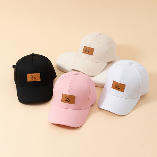 Casquette de baseball pour enfants avec écusson en cuir de dinosaure, adaptée à la  solaire en extérieur et à une tenue décontractée quotidienne