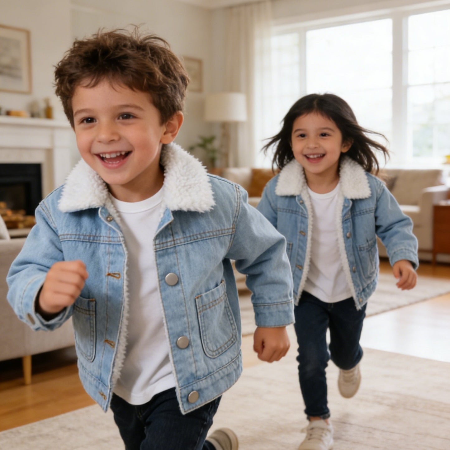 Veste en jean doublée pour garçon, chaude et confortable pour l'hiver, veste en jean doublée bleu clair, décontractée et tendance, nouvelle arrivée