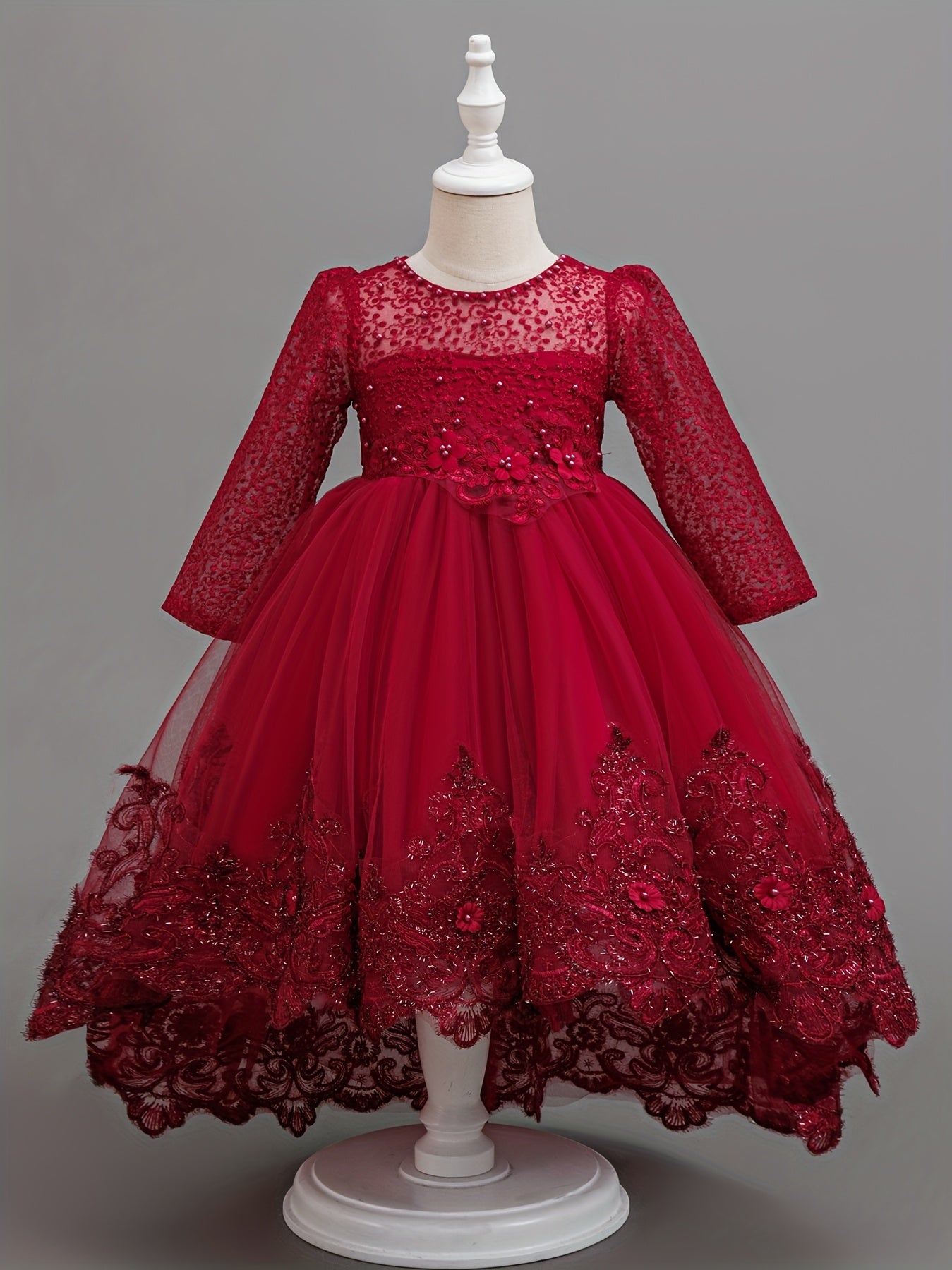 Nouvelle robe de princesse en dentelle de marque tendance, robe à volants brodée pour mariages, anniversaires, piano et autres occasions spéciales