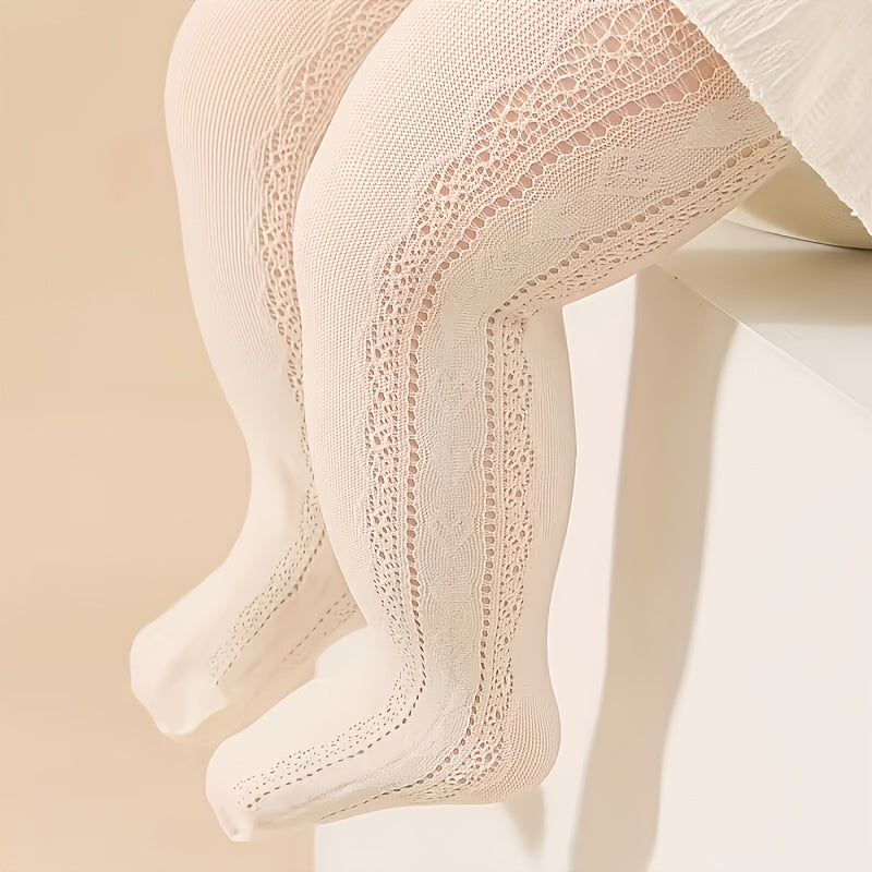 Collant 1 pièce pour fille, blanc beige, style princesse, à motif, avec découpe cœur sur le côté, respirant et confortable