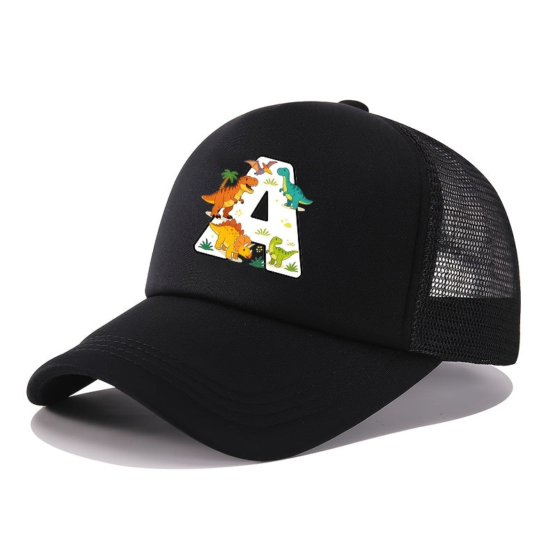 Casquette de baseball 2026 Nouveau Graffiti Dinosaure Lettres Éponge Maille Filles et Garçons Baseball Printemps et Été Nouveau Pare-Soleil Camionneur Cheveux Extérieur Chapeau de Sport Maille Respirant Pare-Soleil Chapeau de Golf Sœur et Frère Chapeau Ca