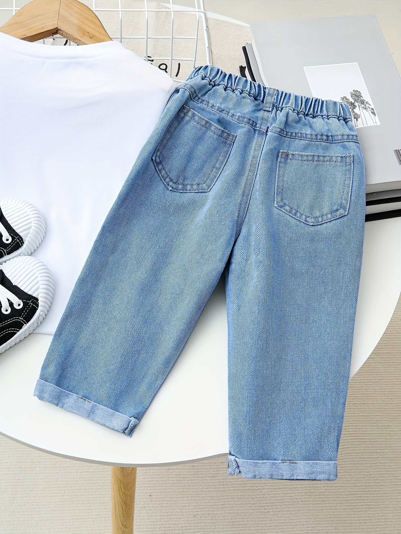 Pantalons Longs en Denim Déchiré pour Filles