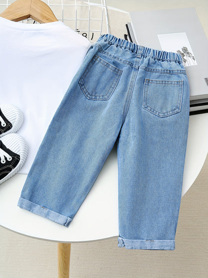 Pantalons Longs en Denim Déchiré pour Filles