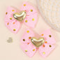 2pcs Pinces à Cheveux Décoratives Cœur Doré avec Nœud et Paillettes, Barrettes Y2K, Accessoires de Cheveux Mignons pour la Saint-Valentin et les Déguisements