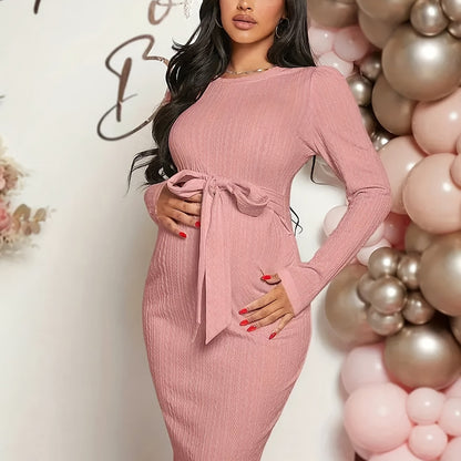 Robe Maternité Printemps/Automne en Jacquard, Robe Manches Longues Haut de Gamme et Confortable